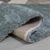 Grey Blue Rug Modern Geometric Rugs Pastel Thick Pile Carpet Bedroom Floor Mat