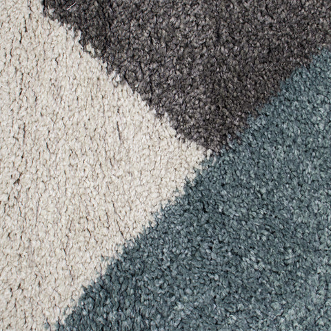 Grey Blue Rug Modern Geometric Rugs Pastel Thick Pile Carpet Bedroom Floor Mat
