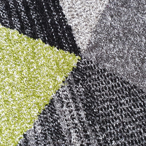 Modern Rugs Grey Black Green Multi Geometric Abstract Pattern Carpet Small Large Area Patterned Mat Woven Friese Soft Polypropylene Living Dining Room Bedroom Lounge 70x140 120x170 160x220 New
