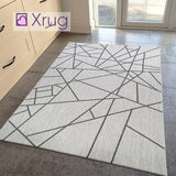 Silver Grey Black Rug Jute Look Flat Weave Hard Wearing Woven Carpet Abstract Geometric Pattern Small Large Hall Runner 60x230 80x150 80x250 120x170 160x230