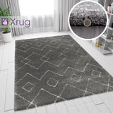 Grey Rug Thick Pile Aztec Pattern Carpet Small X Large Bedroom Floor Modern Mat