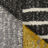 Yellow Mustard Ochre Grey Rug Modern Geometric Contour Cut Hand-Carved Pattern Small Extra Large XL Woven Carpet Living Room Bedroom Area Mat 120x170 160x230 200x290 Polypropylene