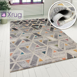 Grey Yellow Orange Rug Abstract Geometric Pattern Carpet Modern Wool Rug Bedroom Area Mat Small Extra Large Hall Mat Living Room Lounge Woven Short Pile Contemporary Floor New
