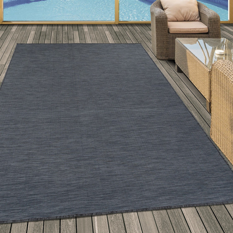 Hard Wearing Rug Indoor Outdoor Black Carpet Small Large Modern Garden