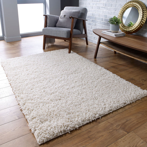 Cream Fluffy Rug Large Small Runner 4cm Long Pile for Bedroom Living Room White Cream Shaggy Carpet Mat