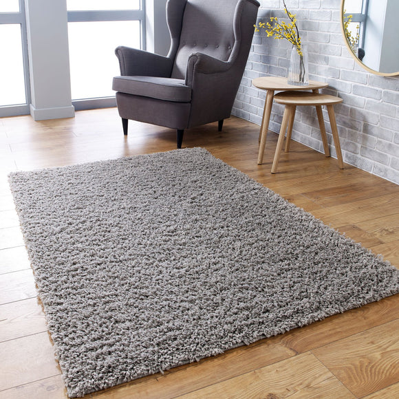 Grey Fluffy Rug Large Small Runner 4cm Long Pile for Bedroom Living Room Silver Grey Shaggy Carpet Mat