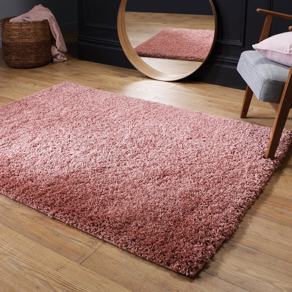 Pink Fluffy Rug Large Small Runner 4cm Long Pile for Bedroom Living Room Blush Pink Shaggy Carpet Mat