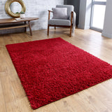 Red Fluffy Rug Large Small Runner 4cm Long Pile for Bedroom Living Room Shaggy Carpet Mat