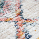 Cream Living Room Rug Vintage Geometric Diamonds Boho Multicoloured Large Carpet