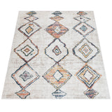 Large Retro Rug Cream Grey Vintage Boho Multicoloured Geometric XL Large Carpet