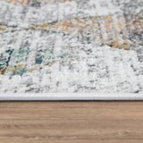 Cream Grey Rug Vintage Style Carpet Multicolored Diamond Design Large Small Mat
