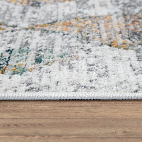 Cream Grey Rug Vintage Style Carpet Multicolored Diamond Design Large Small Mat