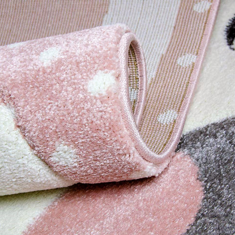 Kids Pink Rug Nursery Mat Thick Soft Animals Children Bedroom Carpet Girls Playroom Mat Pink Bunny