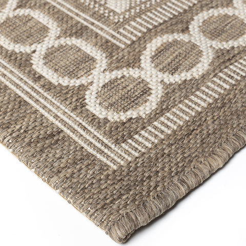 Kitchen Rug Taupe Beige Trellis Pattern Floor Mat Flat Woven Hard Wearing Carpet