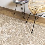 Kitchen Rug Taupe Beige Trellis Pattern Floor Mat Flat Woven Hard Wearing Carpet