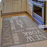 Kitchen Rugs Brown Taupe Champagne Design New Yourk London Paris Carpet Flat Woven Mat