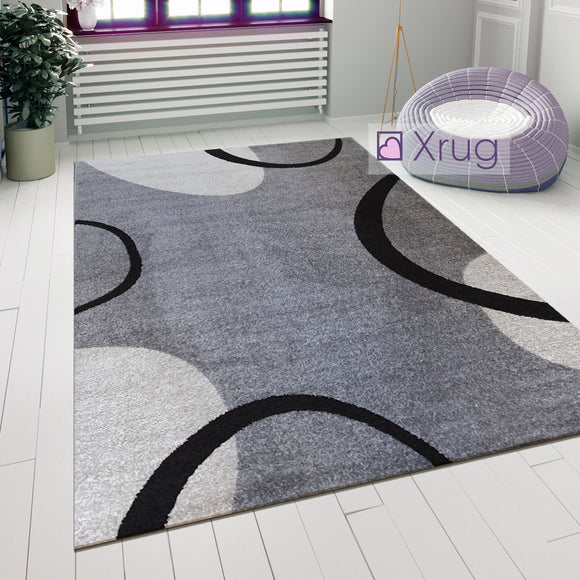 Large Modern Rug Grey Ivory Abstract Pattern Mat Woven Small Bedroom Carpet New