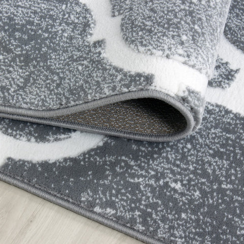 Light Grey Rug Modern Oriental Pattern Carpet Small Large Short Pile Bedroom Mat