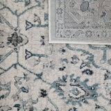 Vintage Distressed  Rug Grey Blue Faded Oriental Design Large Small Bedroom Carpet
