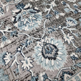 Traditional Oriental Rugs Grey Blue Colours Border Floral Pattern Large Carpet