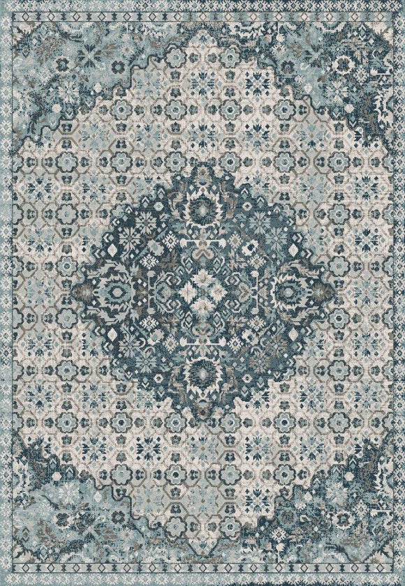 Vintage Oriental Rug Grey and Blue Traditional Modern Design Large Small Carpet