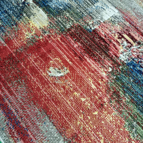Designer Rug Distressed Multicoloured Colourful Abstract Mat Large Small Runner