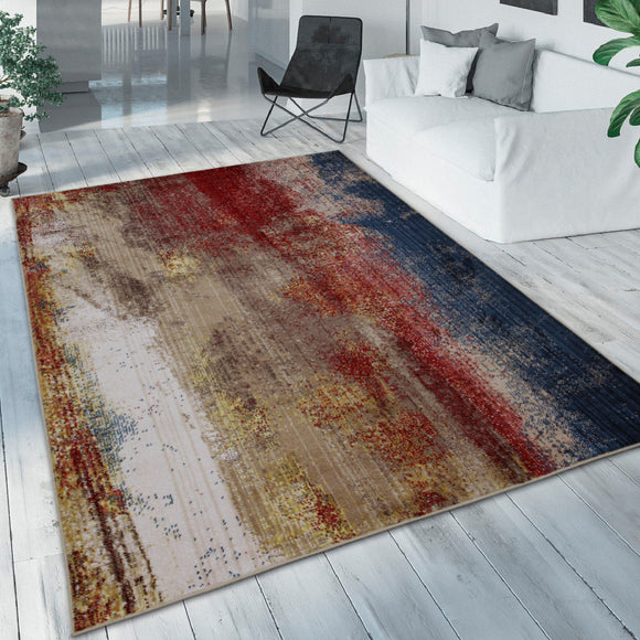 Distressed Rug Abstract Multicoloured Carpet Large Small Runner Living Room Mat