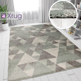 Mint Green Grey Rug Modern Thick Pile Geometric Mat Small X Large Bedroom Carpet
