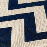 Kitchen Navy Blue Beige Cream Runner Rug Flat Weave Non Slip Heavy Duty Hard Wearing Sisal Look Woven Carpet Modern Geometric Chevron Zig Zag Pattern  Long  Hallway Hall Runner Polypropylene Mat 60x180 60x230 