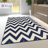 Kitchen Rug Chevron Zig Zag Navy Blue Beige Sisal Look Carpet Mat Runner Small Large