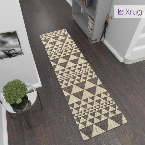 Heavy Duty Kitchen Rug Non Slip Geometric Grey Beige Sisal Look Small Large Runner Carpet Mat