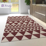 Heavy Duty Kitchen Rug Non Slip Red Beige Geometric Fat Weave Carpet Mat Small Large Runner