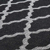 Kitchen Black Grey Rug Flat Weave Non Slip Heavy Duty Hard Wearing Sisal Look Woven Carpet Modern Moroccan Trellis Pattern Small Large Hall Runner Polypropylene Mat 60x110 60x180 60x230 80x150 120x160 160x225