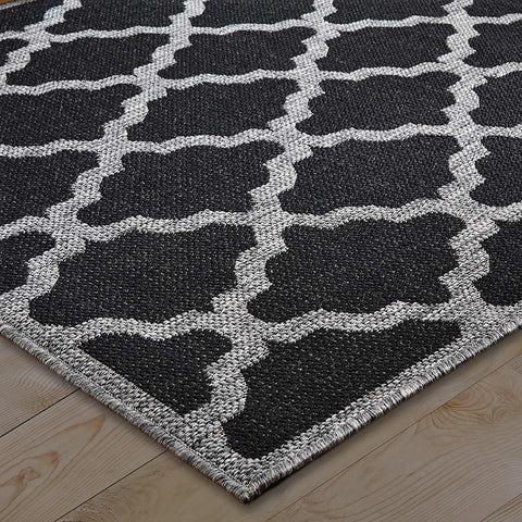 Living Room Black Grey Rug Flat Weave Anti Slip Sisal Look Woven Carpet Modern Moroccan Trellis Pattern Small Large Hall Runner Polypropylene Mat 60x110 60x180 60x230 80x150 120x160 160x225