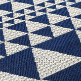Kitchen Navy Blue Cream Rug Flat Weave Non Slip Heavy Duty Hard Wearing Woven Sisal Look Carpet Modern Geometric Pattern Small Large Hall Runner Polypropylene Mat 60x110 60x180 60x230 80x150 120x160 160x225