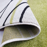 Modern Designer Rug Lime Green Ivory Abstract Pattern Carpet Bedroom Lounge Mat