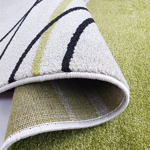 Modern Designer Rug Lime Green Ivory Abstract Pattern Carpet Bedroom Lounge Mat