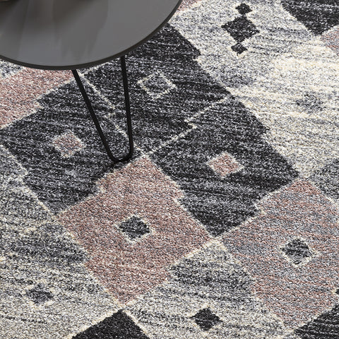 Check Rugs Modern Grey Pink Geometric Carpet Small Large Living Room Lounge Mat