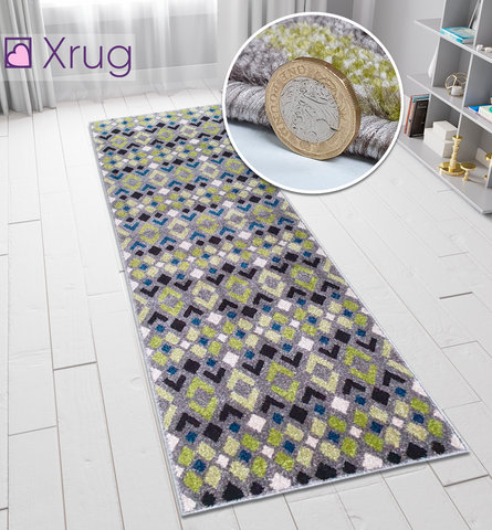 Modern Rugs Grey Green Blue Mustard Geometric Abstract Patterned Carpet Small Large Area Mat Woven Friese Soft Polypropylene Living Dining Room Bedroom Lounge Runner Hallway 70x140 70x240 120x170 160x220 New
