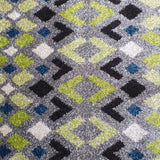 Modern Rugs Grey Green Blue Mustard Geometric Abstract Patterned Carpet Small Large Area Mat Woven Friese Soft Polypropylene Living Dining Room Bedroom Lounge Runner Hallway 70x140 70x240 120x170 160x220 New