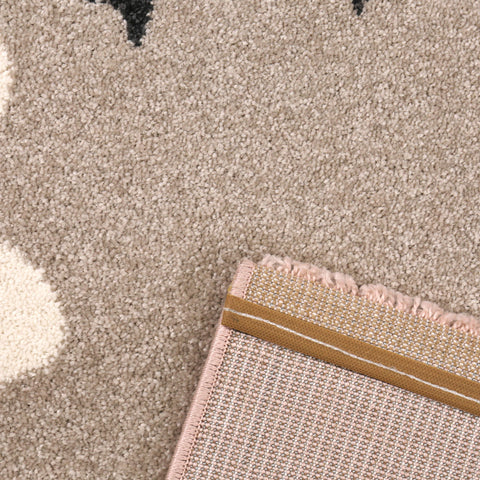 Modern Kids Rug Pink Beige Kitten Cat Design Girls Boys Unisex Carpet Round Baby Nursery Childrens Bedroom Playroom Floor Mat