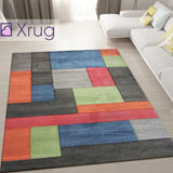 Modern Multi Coloured Rug Hand Carved Pattern Modern Geometric Carpet Lounge Mat