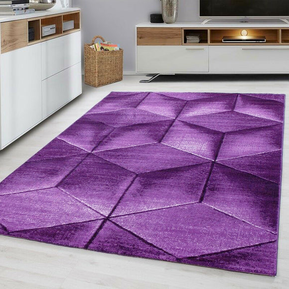Modern Purple Rug Abstract Small Large Geometric Pattern Mat Living Room Carpets