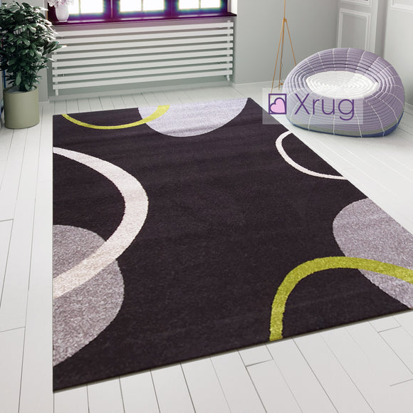 Modern Rug Abstract Pattern Dark Brown Grey Green Carpet Small Large Bedroom Mat