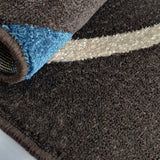 Modern Rug Dark Brown Blue Cream Abstract Pattern Carpet Small Large Bedroom Mat
