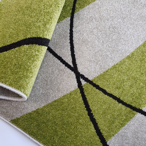 Modern Rug Ivory Green Abstract Pattern Mat Small Large Living Room Area Carpets