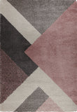 Modern Rug Pale Pink Beige Grey Geometric Thick Pile Carpet Small Large Room Mat