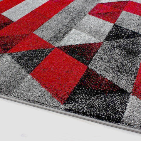 Geometric Rugs Grey Red Diamond Patterned Rugs Mats Living Room Bedroom