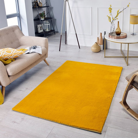 Mustard Rug Super Soft Plain Living Room Bedroom Carpet Short Pile Area Mat
