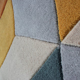 Ochre Mustard Grey Beige Rug Contour Cut Geometric Pattern Carpet Room Area Mat